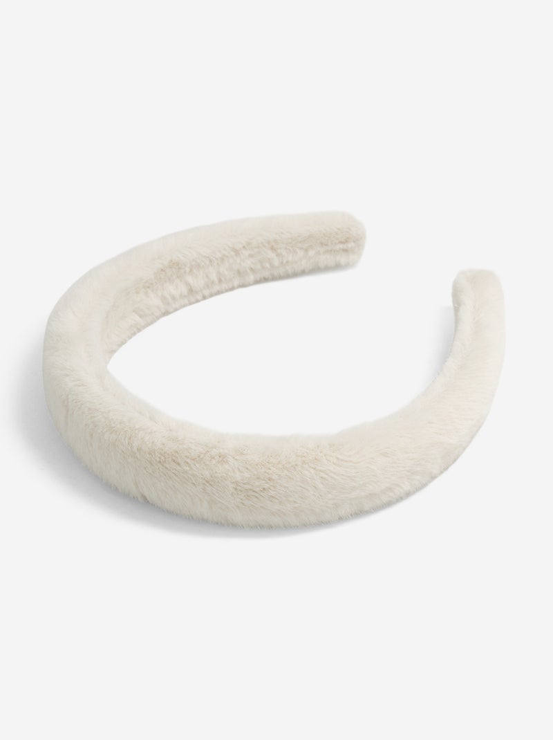 Serre-tête en maille poilue Beige - Kiabi