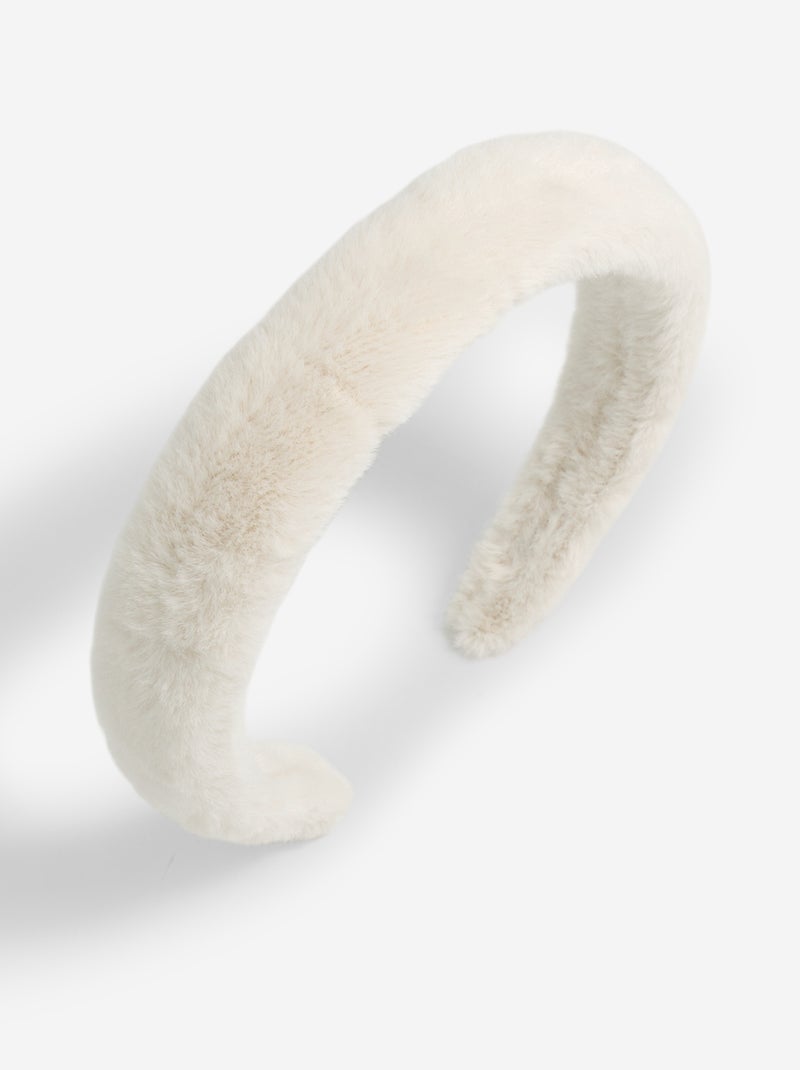 Serre-tête en maille poilue Beige - Kiabi