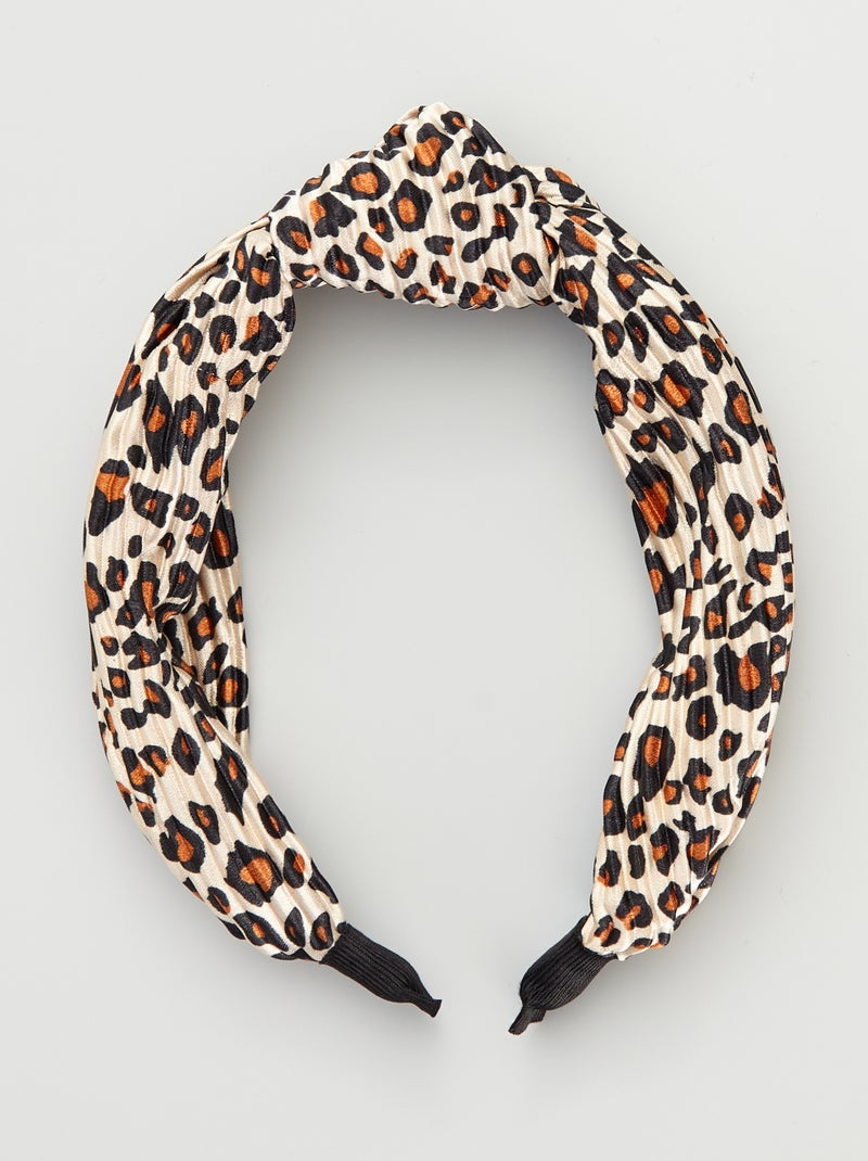 Serre-tête Large Motif Léopard Gris Et Noir Avec Torsade - Neuf Avec étiquettes - Accessoire Cheveux