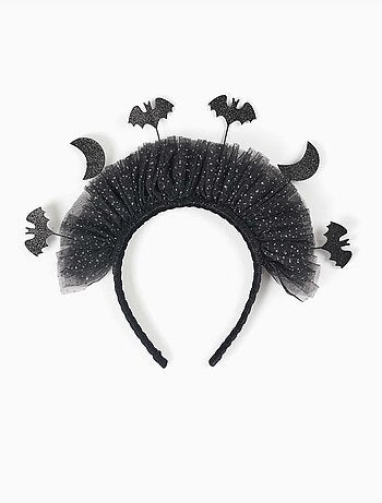 Serre-tête en tulle avec lunes et chauves-souris
