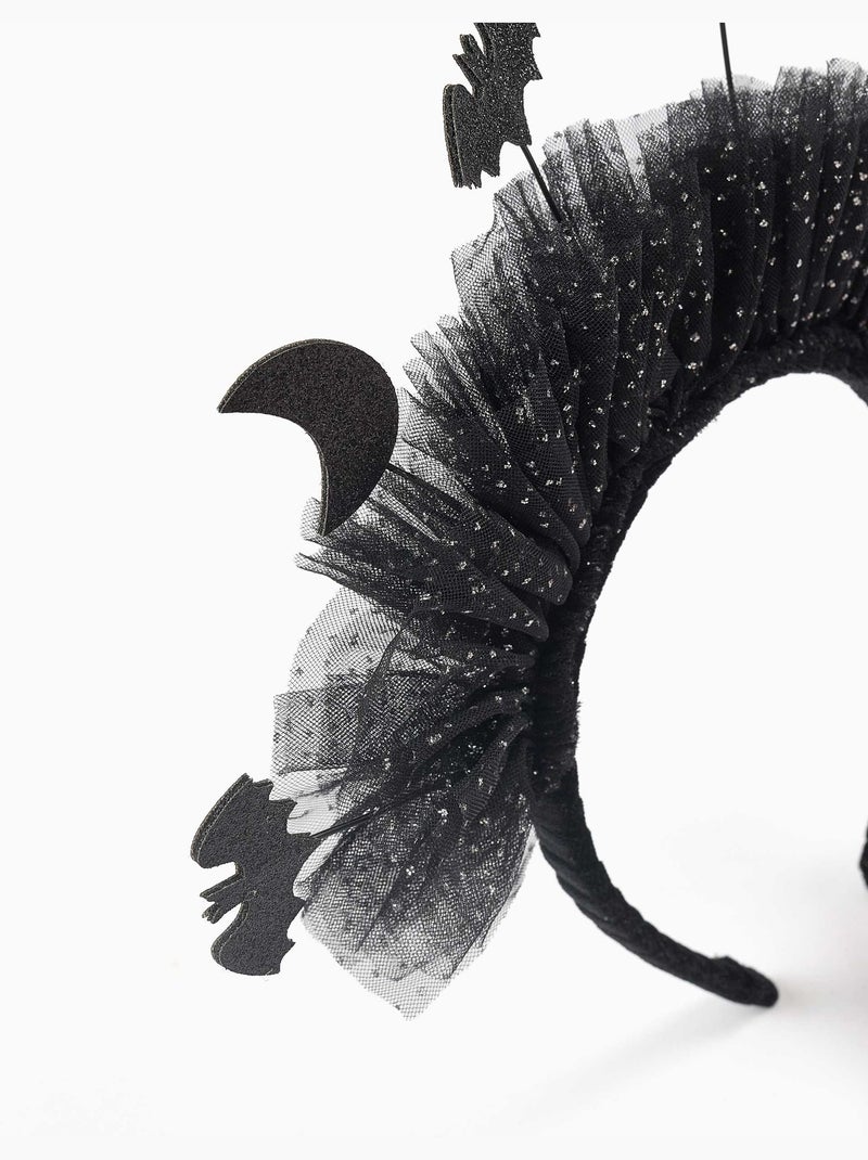 Serre-tête en tulle avec lunes et chauves-souris Noir Noir - Kiabi
