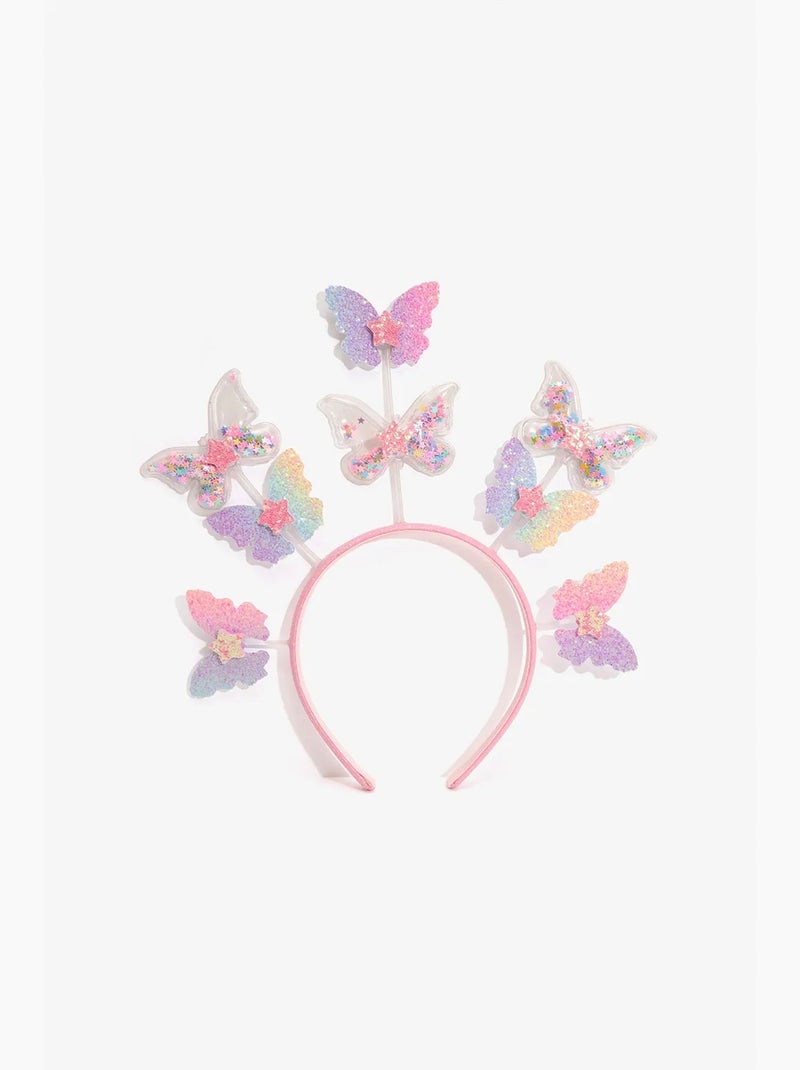Serre-tête fille avec papillon penti Rose - Kiabi