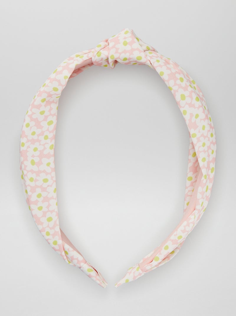 Serre-tête 'fleuri' en tissu Rose - Kiabi