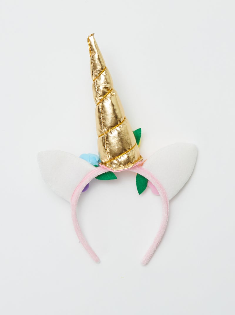 Serre-tête licorne à fleurs rose - Kiabi