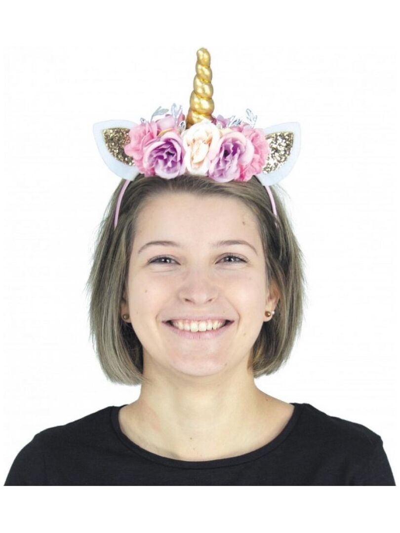 Serre-tête Corne De Licorne Doré Pailleté - Accessoire Fête Fille, Anniversaire, Déguisement - Taille Unique - 3