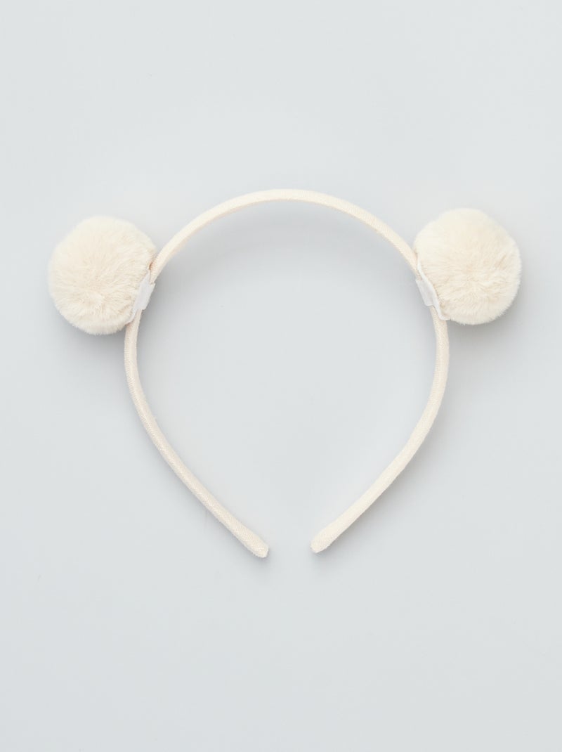 Serre-tête pompom Blanc - Kiabi