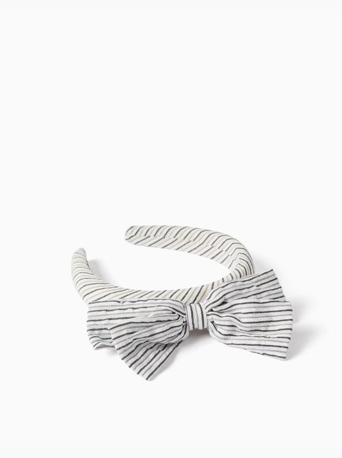 Serre-tête rembourré à rayures avec nœud B&S - Kiabi