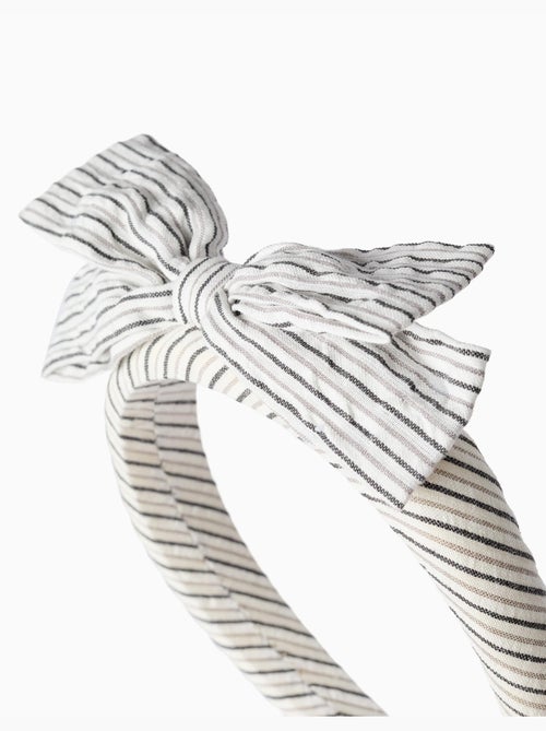 Serre-tête rembourré à rayures avec nœud B&S - Kiabi