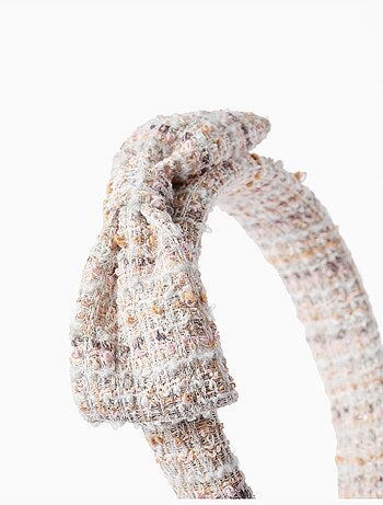 Serre-tête rembourré en tweed avec nœud