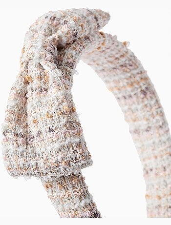 Serre-tête rembourré en tweed avec nœud