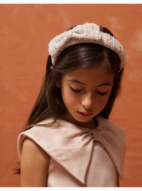 Serre-tête rembourré en tweed avec nœud - Kiabi