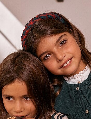 Serre-tête tressé à motif à carreaux You&Me