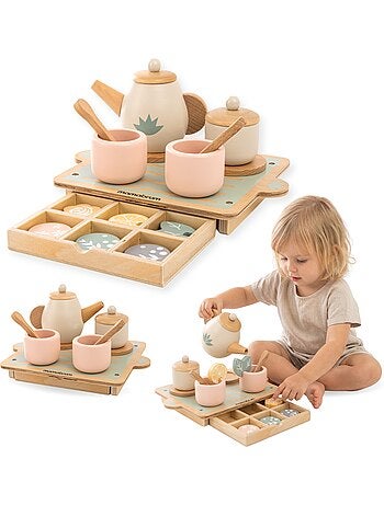 Service a the bois enfant 22x16cm plateau tiroir 18 pcs gâteaux mamabrum