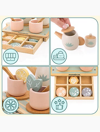 Service a the bois enfant 22x16cm plateau tiroir 18 pcs gâteaux mamabrum