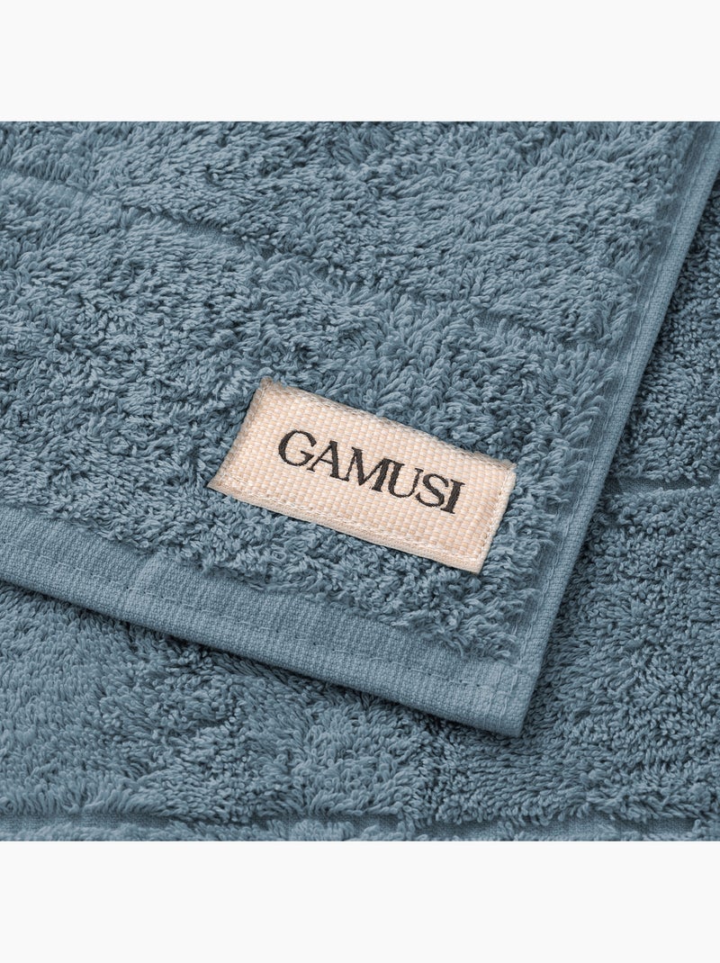 Serviette 100 % coton, éponge 600 g/m², avec boucle de suspension - Gamusi Bleu - Kiabi