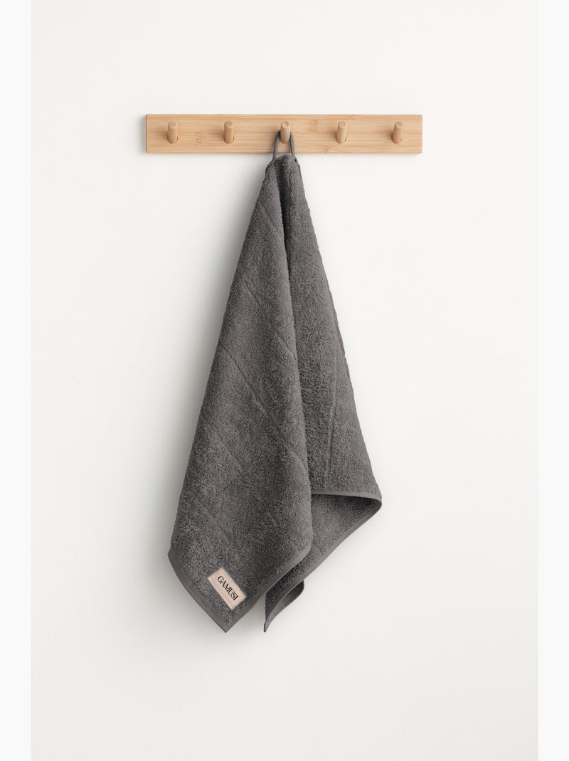 Serviette 100 % coton, éponge 600 g/m², avec boucle de suspension - Gamusi gris anthracite - Kiabi