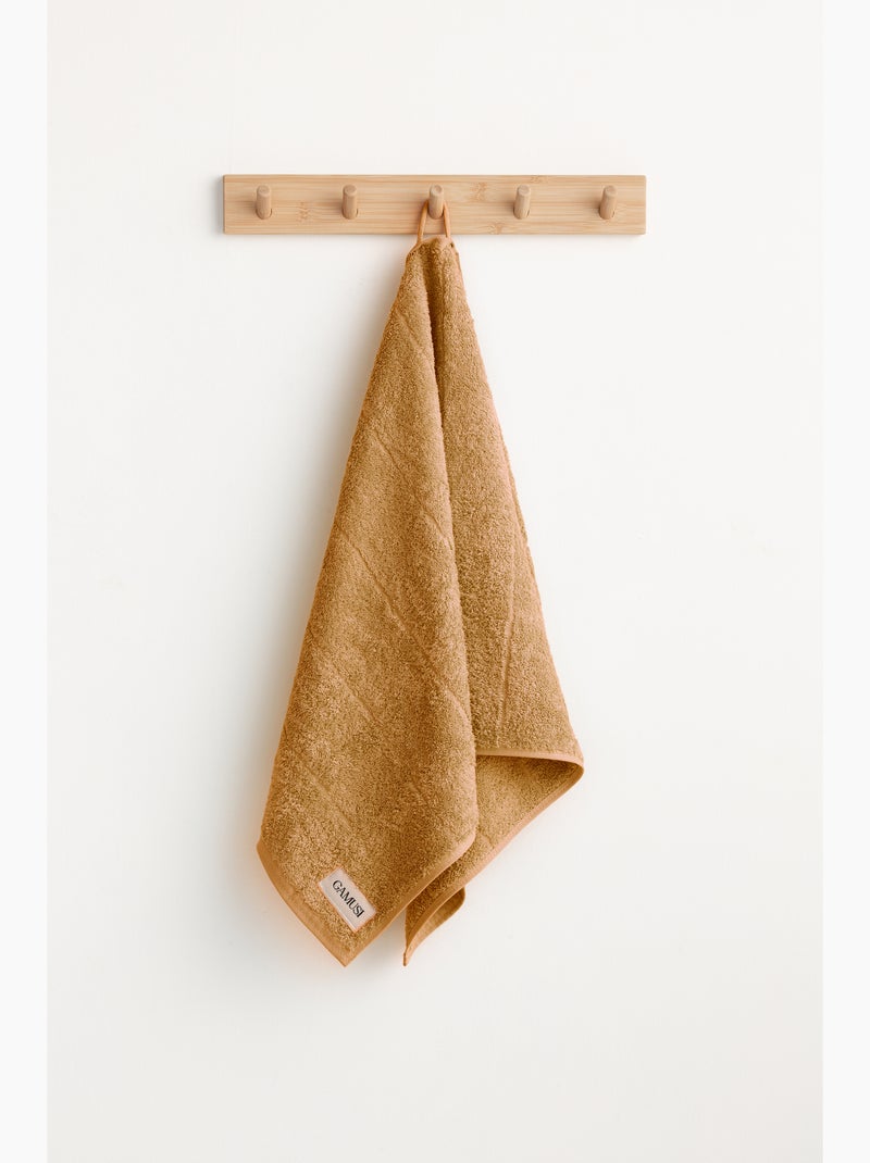 Serviette 100 % coton, éponge 600 g/m², avec boucle de suspension - Gamusi Moutarde - Kiabi