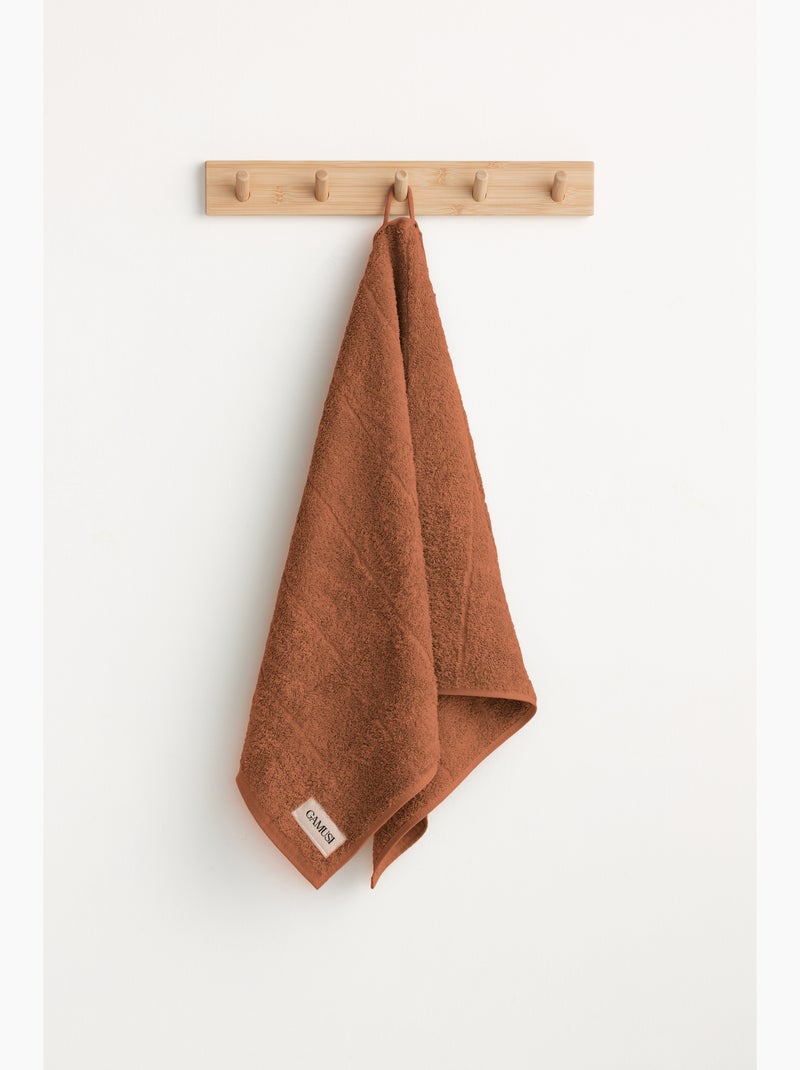 Serviette 100% coton, éponge épaisse, avec boucle - Gamusi Brique - Kiabi