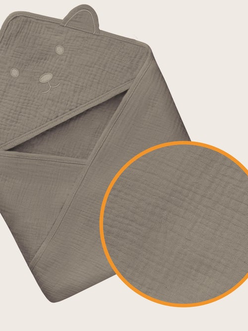 Serviette à capuche en mousseline - LIONELO - 100% naturel - 80 x 80 cm - Dès le premier jour de vie - Kiabi