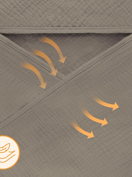 Serviette à capuche en mousseline - LIONELO - 100% naturel - 80 x 80 cm - Dès le premier jour de vie - Kiabi