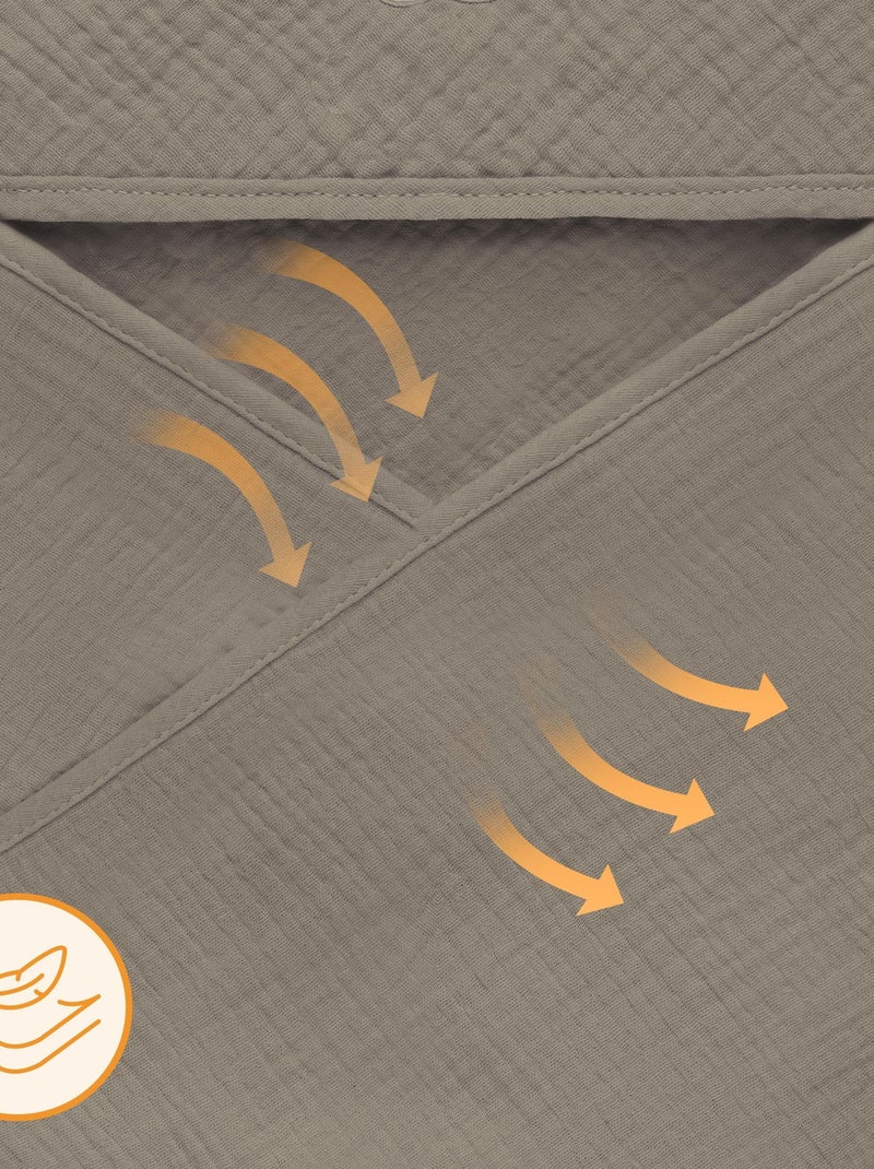 Serviette à capuche en mousseline - LIONELO - 100% naturel - 80 x 80 cm - Dès le premier jour de vie Beige - Kiabi