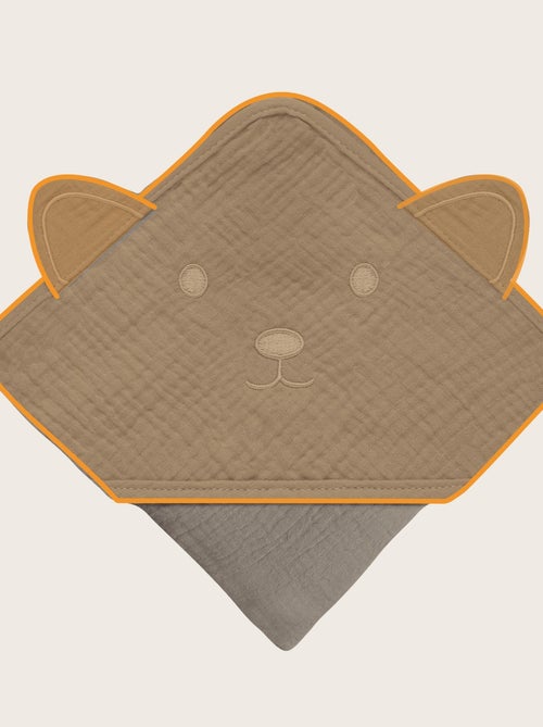 Serviette à capuche en mousseline - LIONELO - 100% naturel - 80 x 80 cm - Dès le premier jour de vie - Kiabi