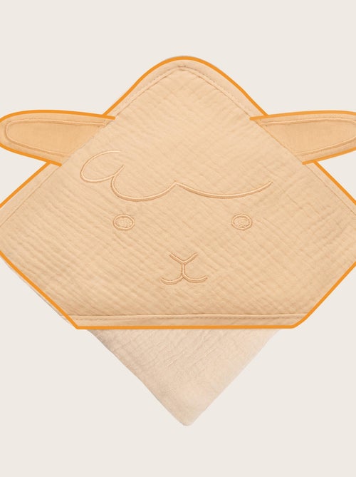 Serviette à capuche en mousseline - LIONELO - 100% naturel - 80 x 80 cm - Dès le premier jour de vie - Kiabi
