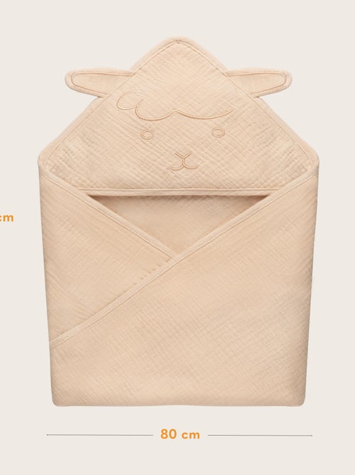 Serviette à capuche en mousseline - LIONELO - 100% naturel - 80 x 80 cm - Dès le premier jour de vie - Kiabi