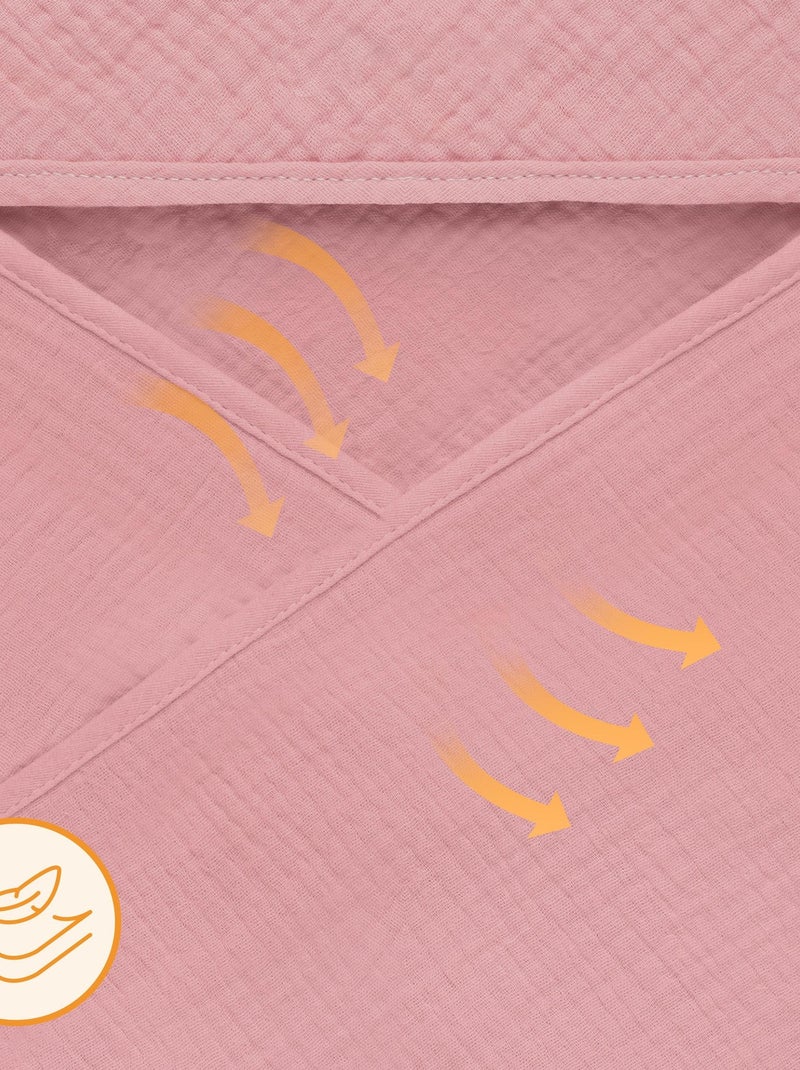 Serviette à capuche en mousseline - LIONELO - 100% naturel - 80 x 80 cm - Dès le premier jour de vie Rose - Kiabi