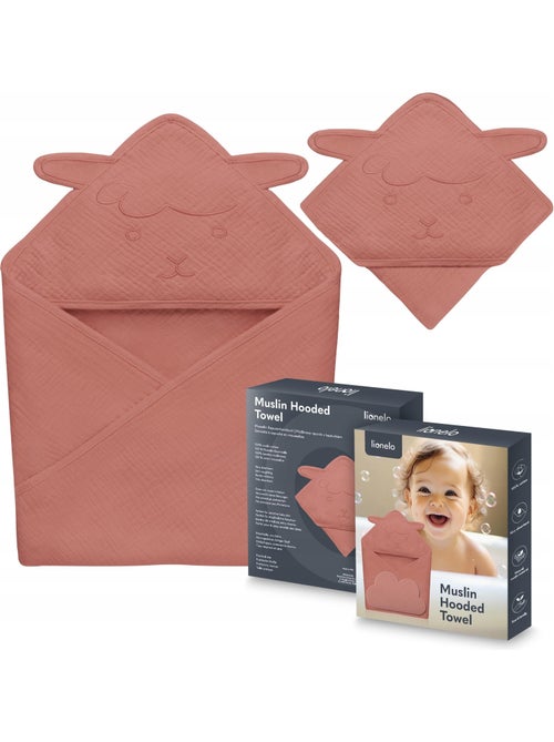 Serviette à capuche en mousseline - LIONELO - 100% naturel - 80 x 80 cm - Dès le premier jour de vie - Kiabi