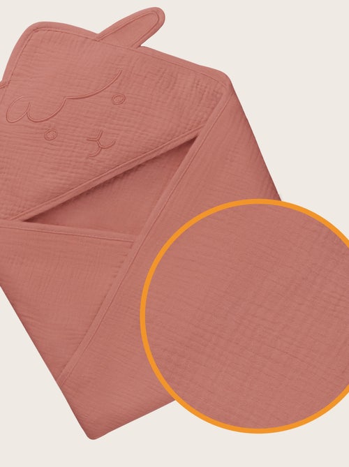 Serviette à capuche en mousseline - LIONELO - 100% naturel - 80 x 80 cm - Dès le premier jour de vie - Kiabi