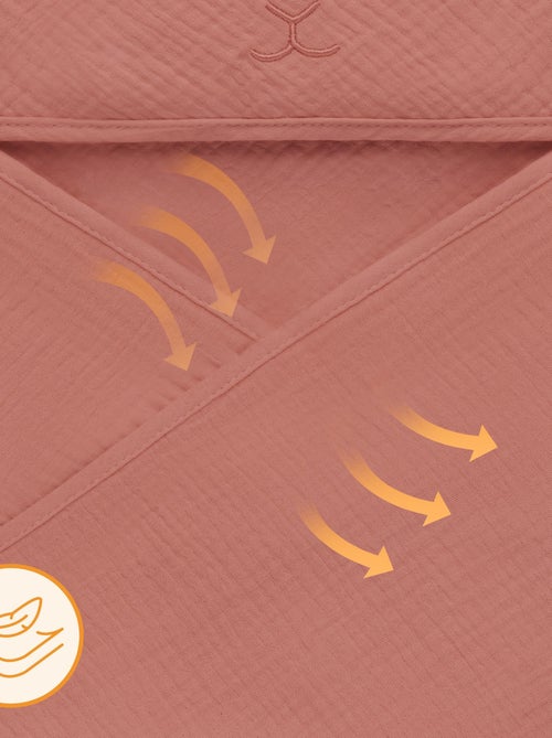 Serviette à capuche en mousseline - LIONELO - 100% naturel - 80 x 80 cm - Dès le premier jour de vie - Kiabi