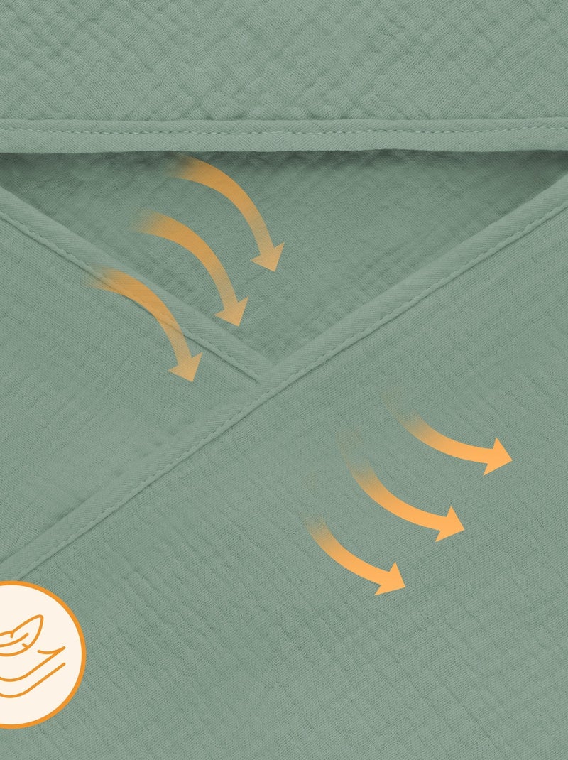 Serviette à capuche en mousseline - LIONELO - 100% naturel - 80 x 80 cm - Dès le premier jour de vie Vert - Kiabi