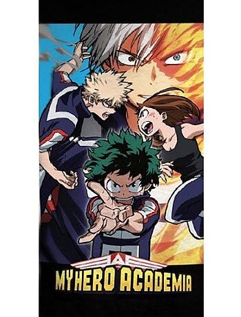 Serviette de bain - my hero academia - 70x140cm - sèche rapidement - noir - synthétique
