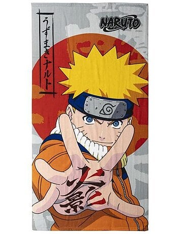 Serviette de bain - naruto - jutsu - 70x140 cm - sèche rapidement - rouge