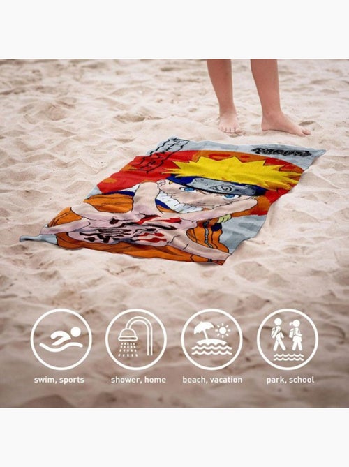 Serviette de bain - naruto - jutsu - 70x140 cm - sèche rapidement - rouge - Kiabi