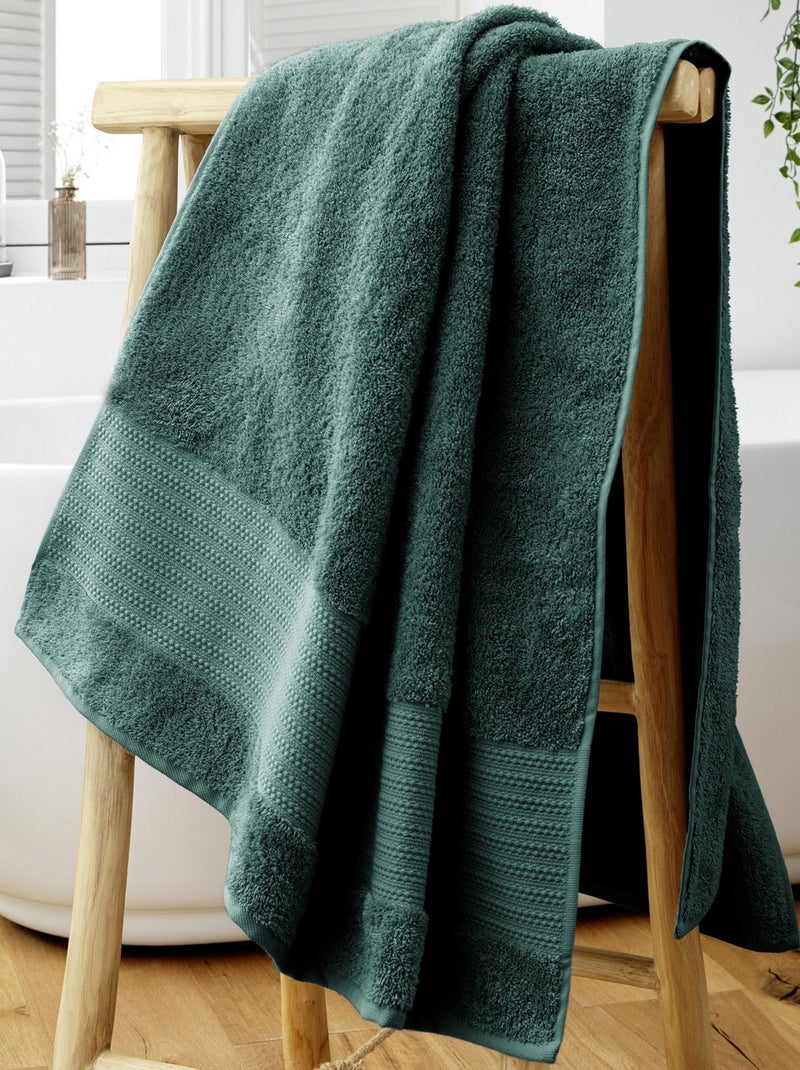 Serviette de bain 90x150 cm Coton Vert foncé - Kiabi