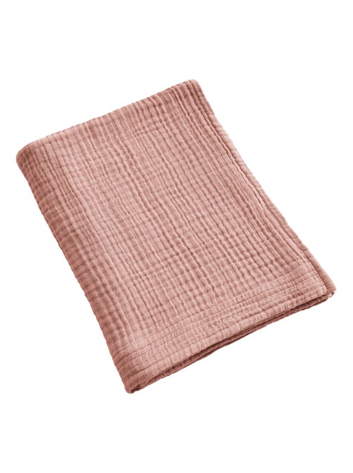 Serviette de bain 90x150 cm Gaze de Coton Rose - Kiabi