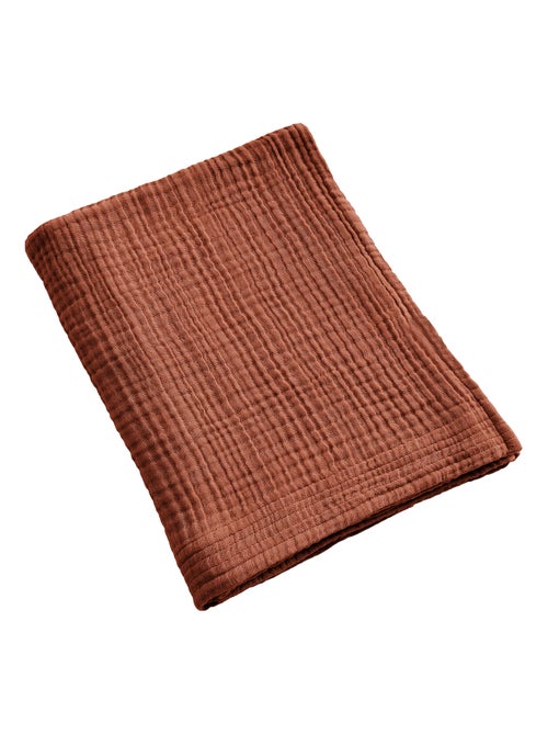 Serviette de bain 90x150 cm Gaze de Coton Terracotta - Kiabi