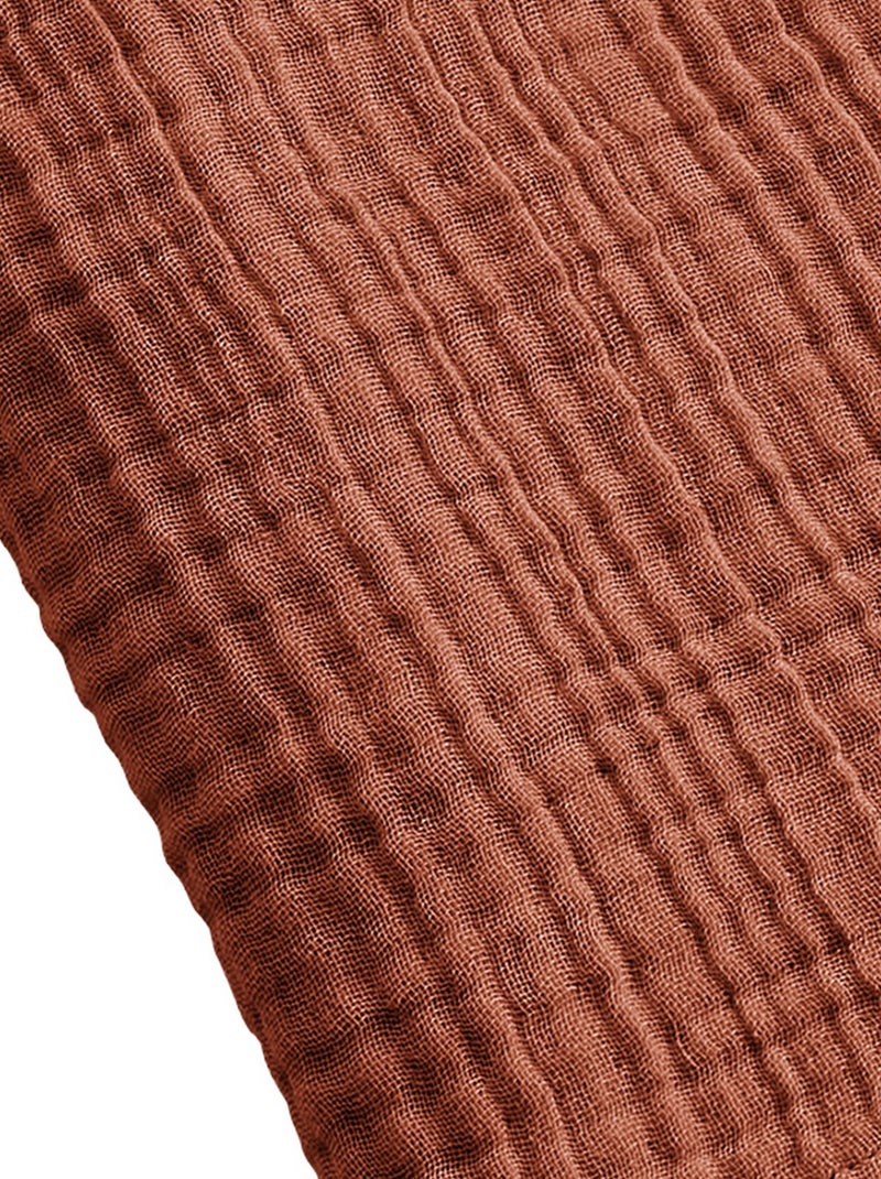 Serviette de bain 90x150 cm Gaze de Coton Terracotta Orange - Kiabi