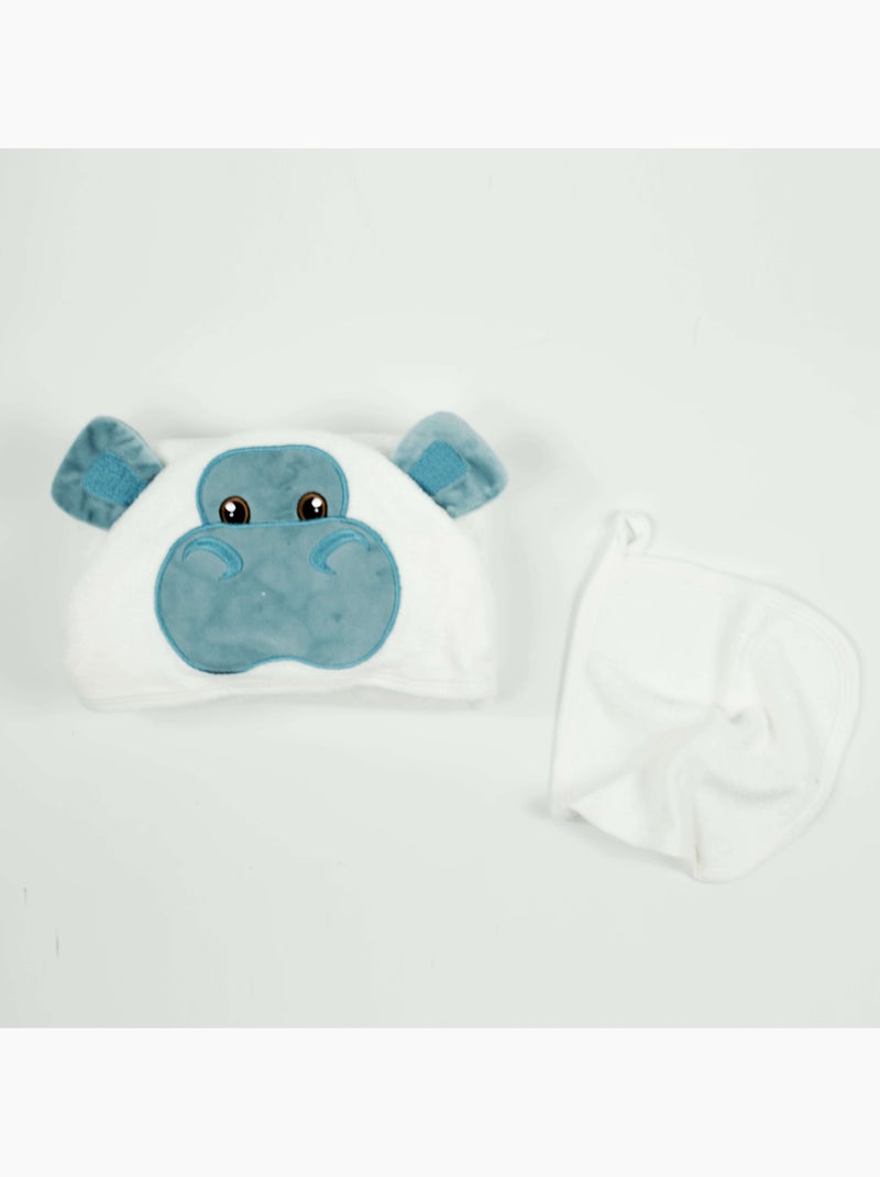Serviette de Bain Bébé / enfant- Serviette en fibre de bambou 90cm x 90cm Blanc Bleu - Kiabi