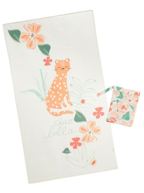 Serviette de bain bébé + pochette Fleur - Kiabi