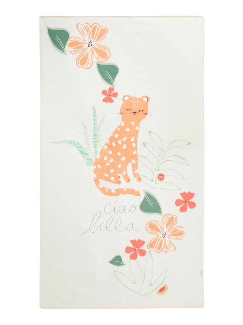 Serviette de bain bébé + pochette Fleur Ecru - Kiabi