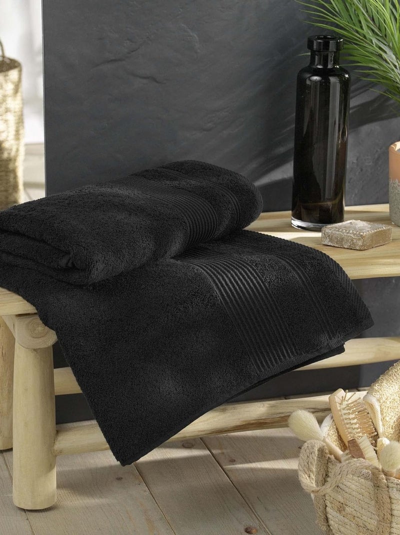 Serviette de bain Coton Douceur d'Intérieur Noir - Kiabi