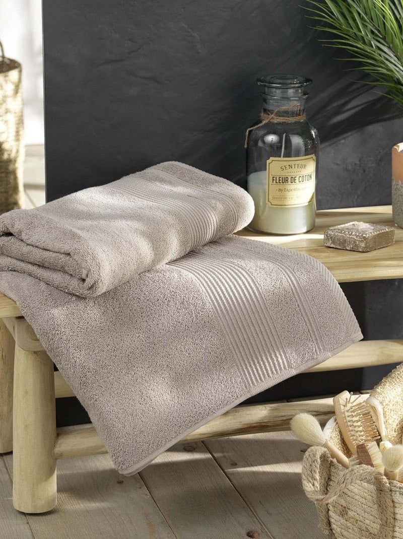 Serviette de bain Coton Douceur d'Intérieur Taupe - Kiabi