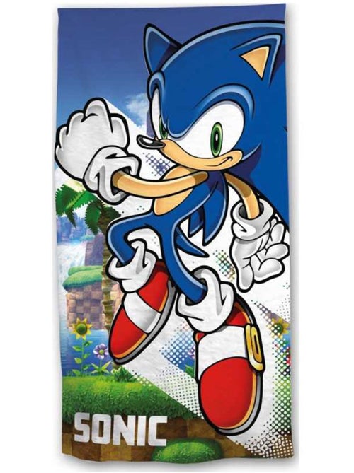 Serviette de Bain coton Sonic Game 140x70 cm - Drap de plage enfant - Kiabi