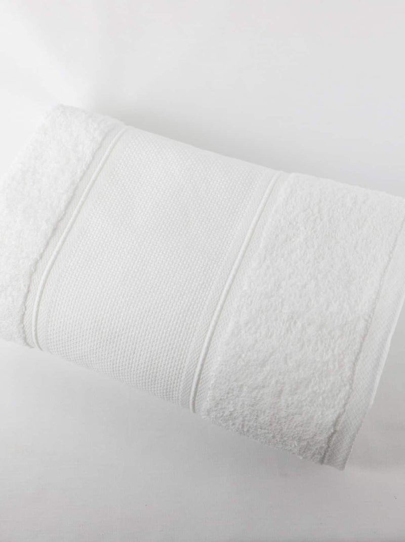 Serviette de bain en coton bouclette éponge avec bande à broder en toile AIDA Blanc - Kiabi