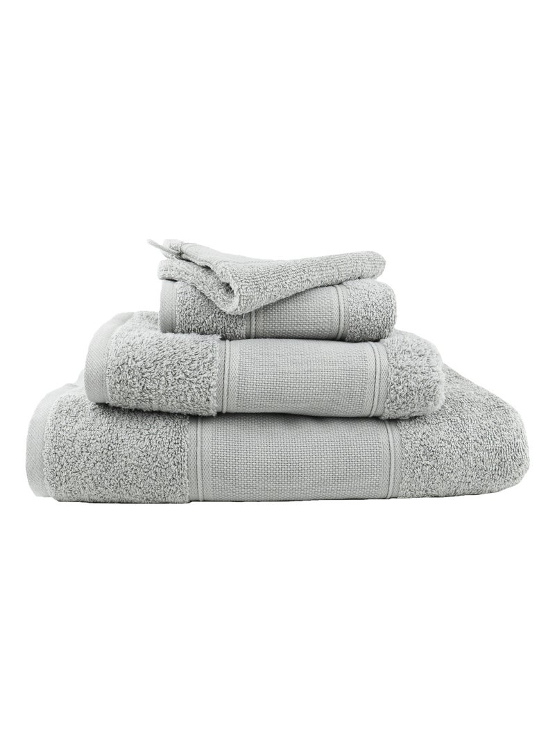 Serviette de bain en coton éponge avec bande à broder en toile AIDA Bleu - Kiabi