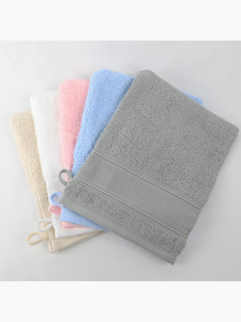 Serviette de bain en coton éponge avec bande à broder en toile AIDA Rose - Kiabi
