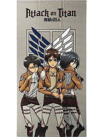 Serviette de bain enfant - 70x140 cm polyester séchage rapide - attack on titan